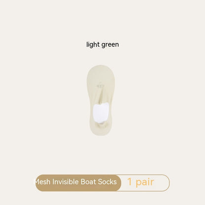 Women's Mesh Boat Socks Summer Thin Cotton Bottom Non-slip Tight Ice Silk Arbitrary Cut Women's Low Cut Invisible Socks 4d4f6