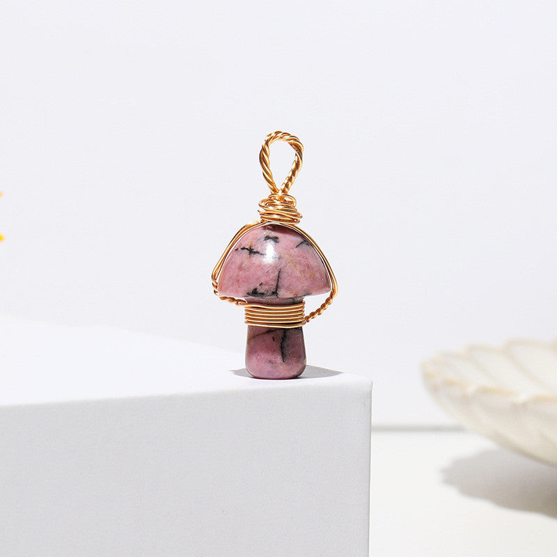 Crystal Agate Semi-Precious Mushroom Braided Pendant 4d5894b2 7241 48ca a26f edf6029d6d95