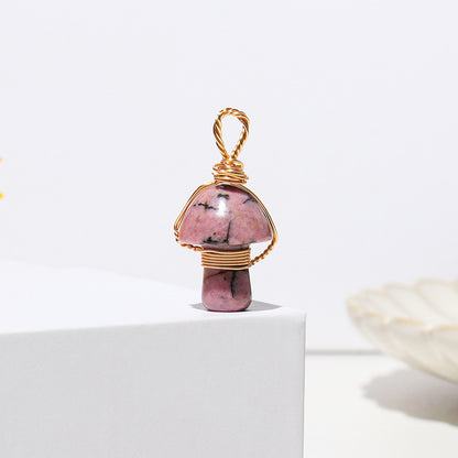 Crystal Agate Semi-Precious Mushroom Braided Pendant 4d5894b2 7241 48ca a26f edf6029d6d95