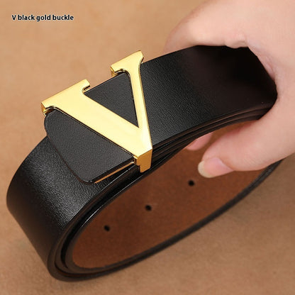 Factory Direct Sales Retro Smooth Genuine Leather Pure Cowhide Letter V Pants Belt 4d625cea 7573 4ab9 9f5f a862f3a4894b trans