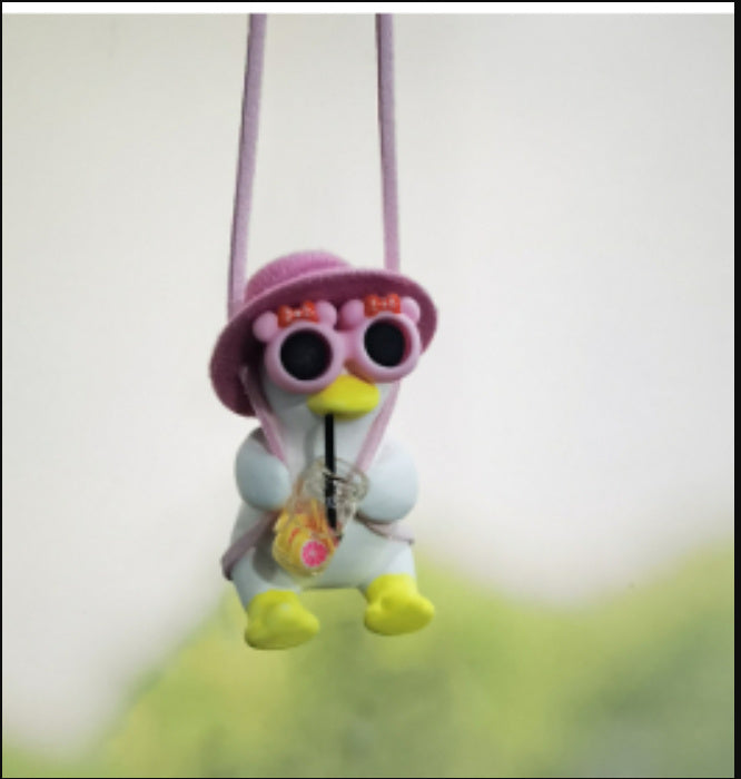Car Pendant Cute Anime Little Duck Swing Auto Rearview Mirror Hanging Ornaments Interior Decoraction Accessories For Girls Gi