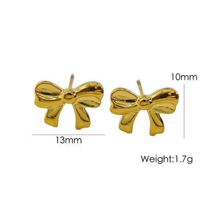 Bow Stainless Steel 14K Gold Earrings Necklace 4ddb616c 90ee 4776 86e6 e7dc77804648