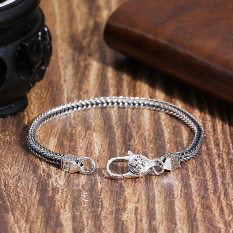 Men And Women 925 Sterling Silver Punk Retro Hip Hop Diamond Jewelry Ornament Bracelet 4df97d41 221c 40c9 a504 7d49eb30fcc4