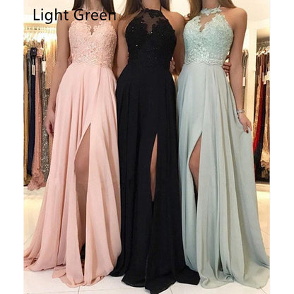Halter Lace Chiffon Dress Prom Evening Dress Split Long Skirt 4e20ff5b 8259 40fe a268 1fa012976cf7