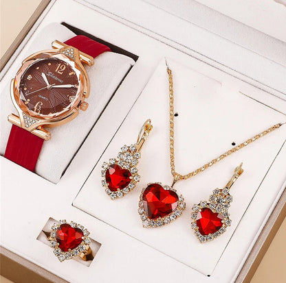 6pcs Set Ladies New Belt Quartz Watch Diamond Jewelry Suit - HD Wireless Product #5