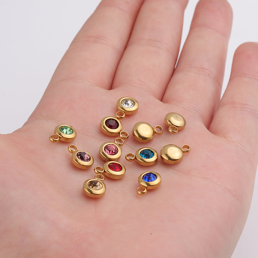 65mm Gold Titanium Steel 12 Birthstone Pendant Ornaments Accessories - HD Wireless Product #2