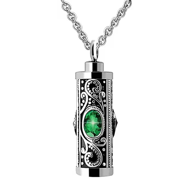 Stainless Steel Birthstone Cinerary Casket Openable Pendant Necklace 4e38b418 0fad 493f b70b 9a0451d77a11