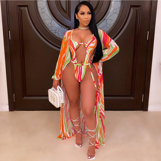 Fashion Ladies Print Cape Swimsuit 2pcs 4e3f46e5 7ec0 4feb 9257 1829b43117e8