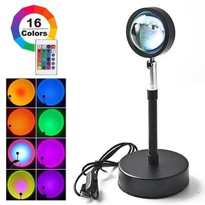 Upgrade Rainbow Sunset Projector Lamp Atmosphere Light Home Coffee Shop Background Wall Decoration Remote Control Sunset Lamp