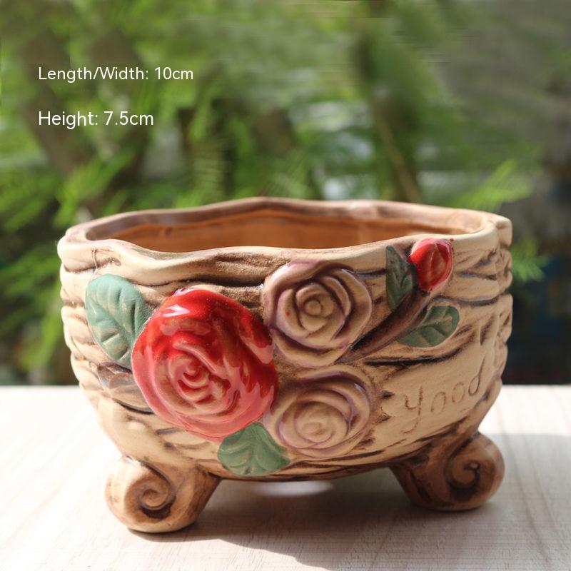 Creative Personality Green Plant Pot Handmade Desktop Breathable Combination Small Ceramic Flower Pot 4e68869e a914 4afd b6ae