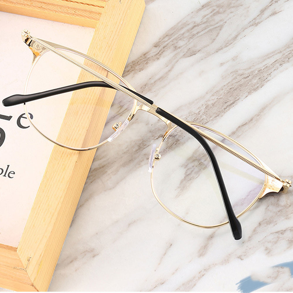 Black Eyebrow Frame Texture Super Light Plain Glasses Female Anti-blue Myopia Glasses Male Optional Degree Metal Large Frame 