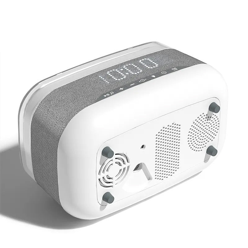 Intelligent Multifunctional Alarm Clock Bluetooth Speaker Wireless Charger Fast Charge Clock Atmosphere Night Light Home Deco