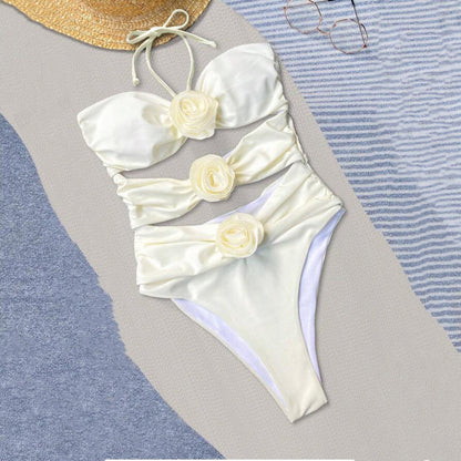 Ladies Hot Spring Three-dimensional Flower BIKINI One-piece Swimsuit 4ecda2d9 998c 41f2 a1ca f169a0e9a4fd