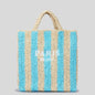 Striped Hand-woven Straw Bag Women's Embroidered Letters 4ef48843 ce0e 4db3 a83f a0e224286f7c