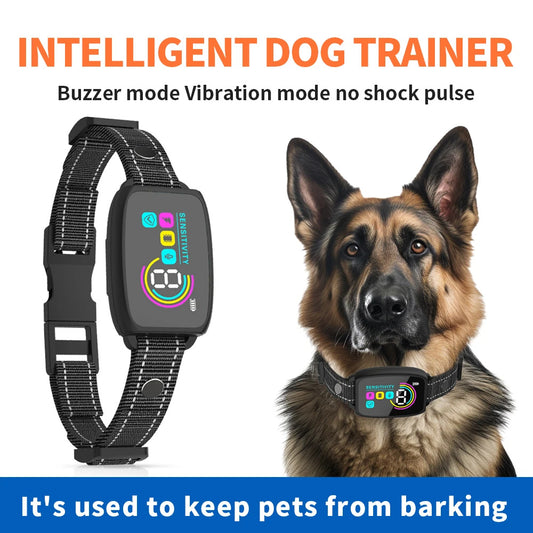 Smart Automatic Anti Barking Dog Collar Rechargeable Bark Stopper Stop Barking HD Digital Display IP67 Waterproof Collar For 