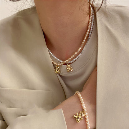 Geometric Bear Pearl Necklace Girlish Color Bear Pearl Temperament 4f3fabd8 b32c 4cc8 bf7b be47f92e21e7