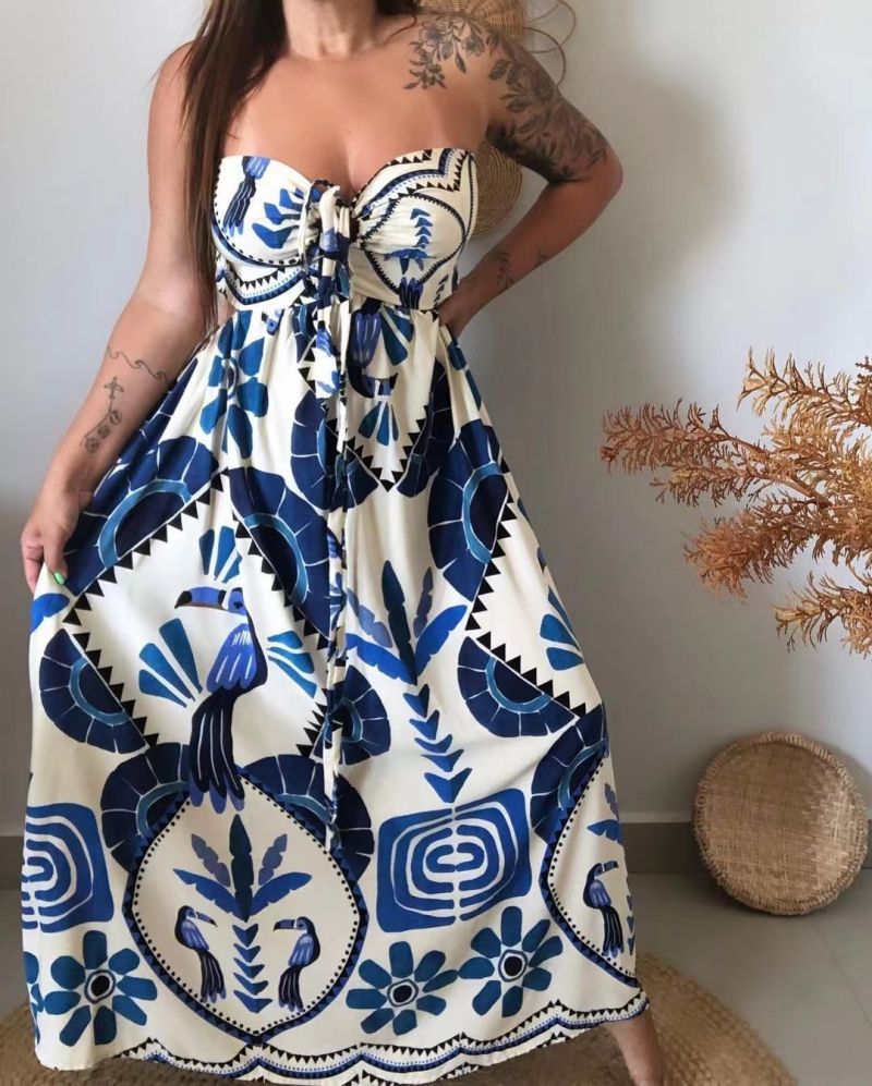 European And American Spring And Summer Print Lace Printing Elegant Style Dress 4f597724 4883 46c4 a419 ff6bb3c74504
