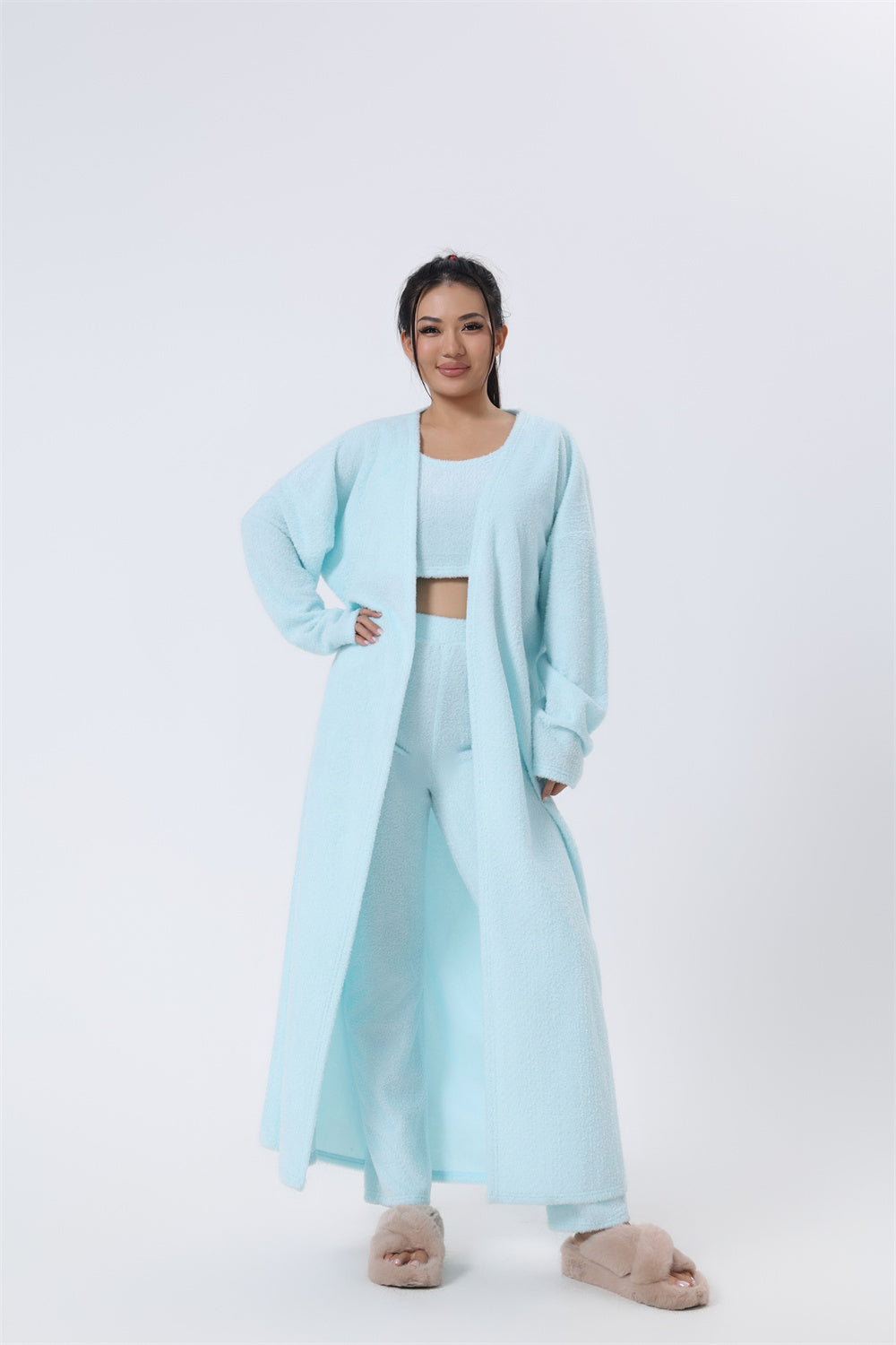 Cozy Pajama Set, 3 Piece Lounge Set, Cute Loungewear, Warm Suit Sets, Matching Set, Lounge Set, 3 Piece Pant Sets, Women Wint