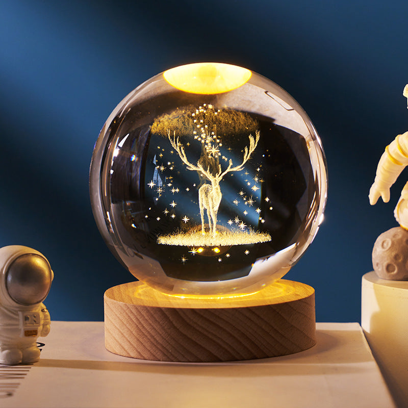 Luminous Starry Sky And Planets Moon Moon Crystal Ball Small Night Lamp Projection Ambience Light Creative Gift New Strange G