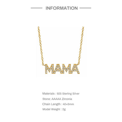 S925 Sterling Silver Mama Diamond Letters Necklace 4fafdcae b1e1 487b 803c c52f6d003b44