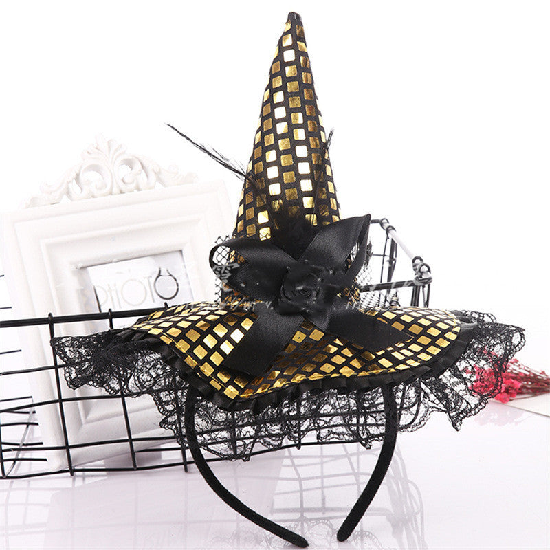 Halloween Decoration Witch Hat Headband, Masquerade Show Lace Sequin Hat Headband 4fbd3f53 95b3 418e a380 22110130a9bc