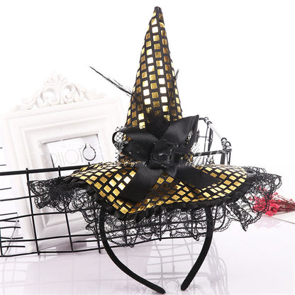 Halloween Decoration Witch Hat Headband, Masquerade Show Lace Sequin Hat Headband 4fbd3f53 95b3 418e a380 22110130a9bc