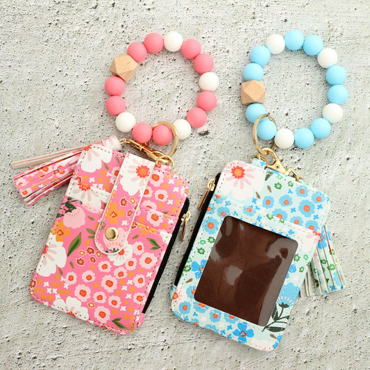 Women's Floral Print Leather Card Bag - 图片 1