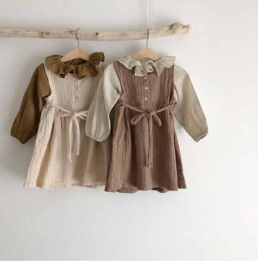 Linen Girls' Sleeveless Lace-up Waist Versatile Versatile Princess Dress 4fbf9883 3266 4c3b a35e fb0f5375c1d7