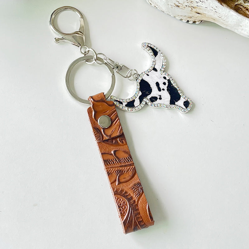 Fashion Red Brown Leather Keychain 4fce8d81 4863 46a2 a430 8e8b7e4f1d7b