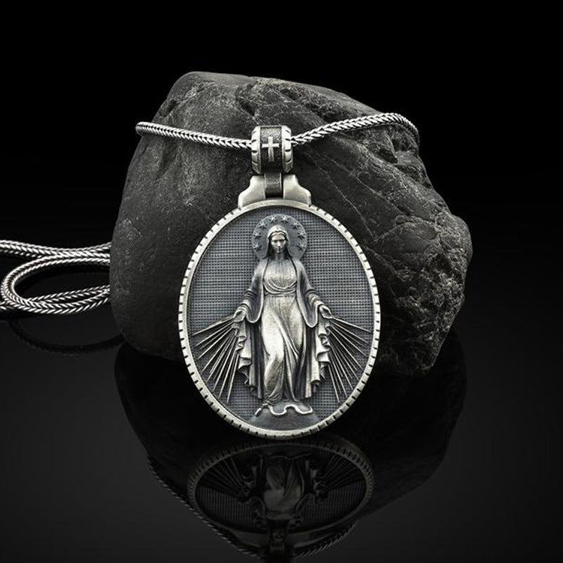 Virgin Mary Pendant Medal Religious Christian Stainless Steel Necklace 4fd9d01a 01cf 4060 bb04 b6db11e8add3