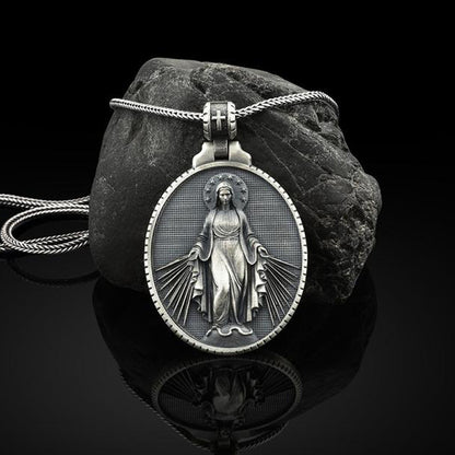Virgin Mary Pendant Medal Religious Christian Stainless Steel Necklace 4fd9d01a 01cf 4060 bb04 b6db11e8add3