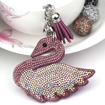 Creative Little Swan Korean Velvet Rhinestone Keychain 4fe06a8f 4f94 4871 9a06 69b5832f5267