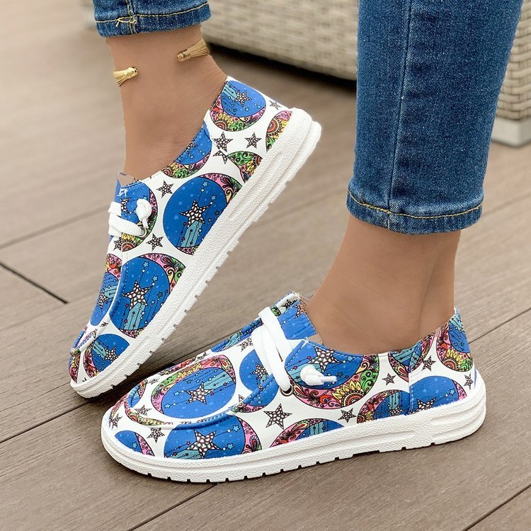 Flat Printed Canvas Shoes Comfortable Round Toe Fashion Casual Women's Shoes 4fe9a203 52d8 440b b640 b26027693df2