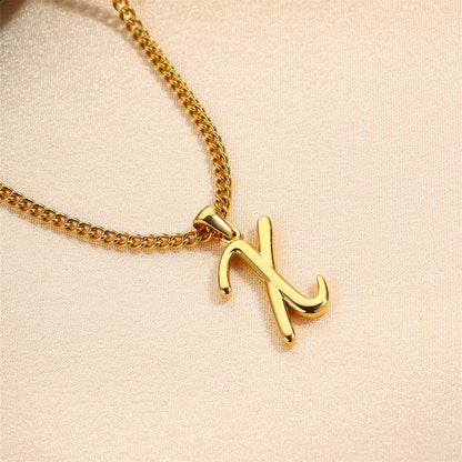 Simple Elegant Necklace Stainless Steel 18K Gold Mini English Letter Pendant 4ff46cf4 d849 4d9c a71d a395cdeb82f7