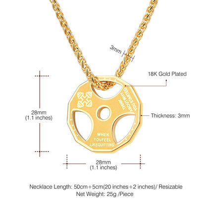 U7 sport jewelry stainless steel men fitness barbell gym necklace 501490594032