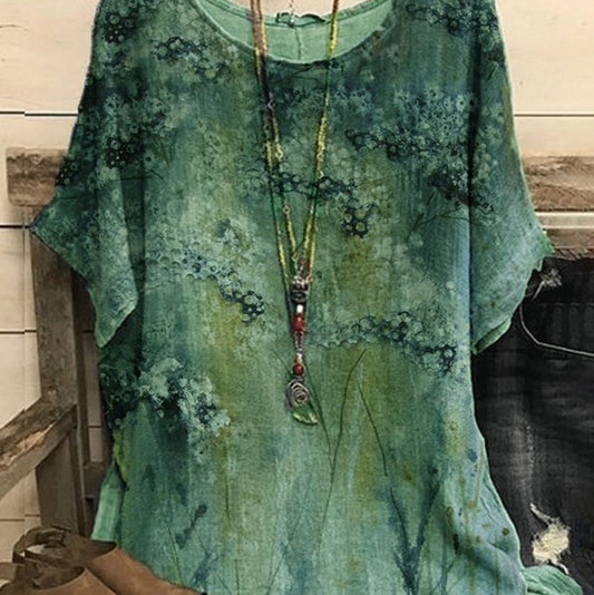 Loose Round Neck Short Sleeve Cotton And Linen Top 5029934f 3627 4196 a4ae 4007499fd5db