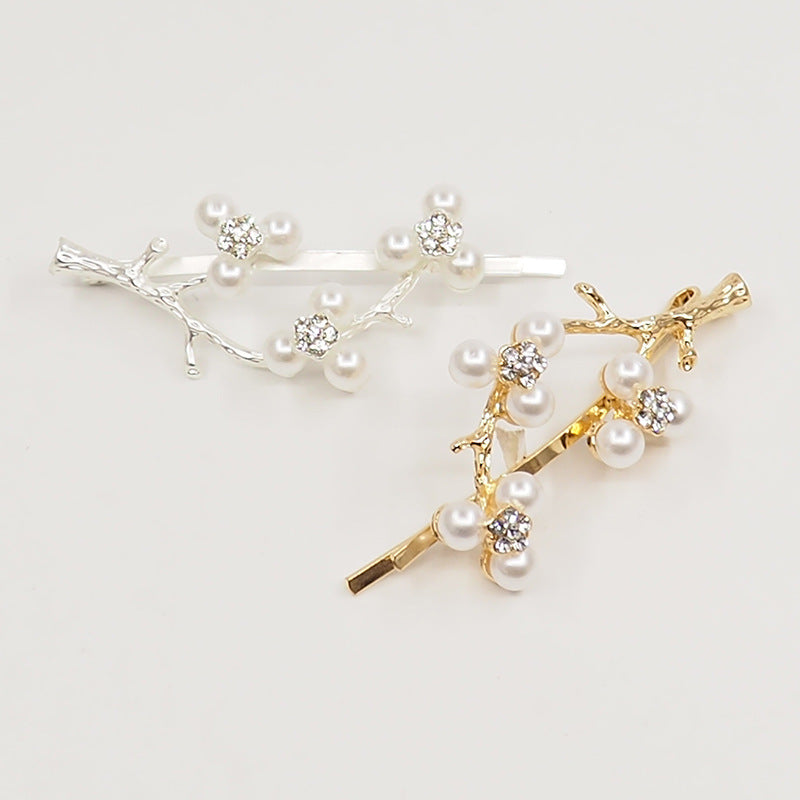 Pearl Zircon Plum Blossom Branch Bangs Clip 5036332777557