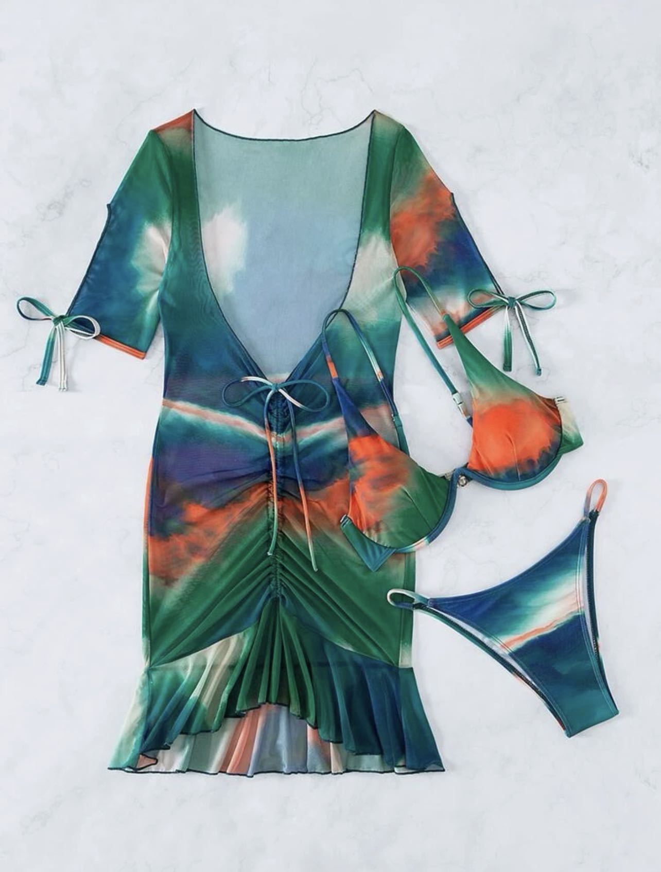 Printed Three-piece Set With Steel Bracket Swimwear Swimsuit Bikini 504387bd f882 480e a5aa eb4c592c3cad