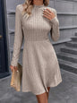 Button Decor Mock Neck Dress, Elegant Long Sleeve Aline Dress For Spring & Fall, Women's Clothing 504470ad a816 47f8 8f3e 4d6