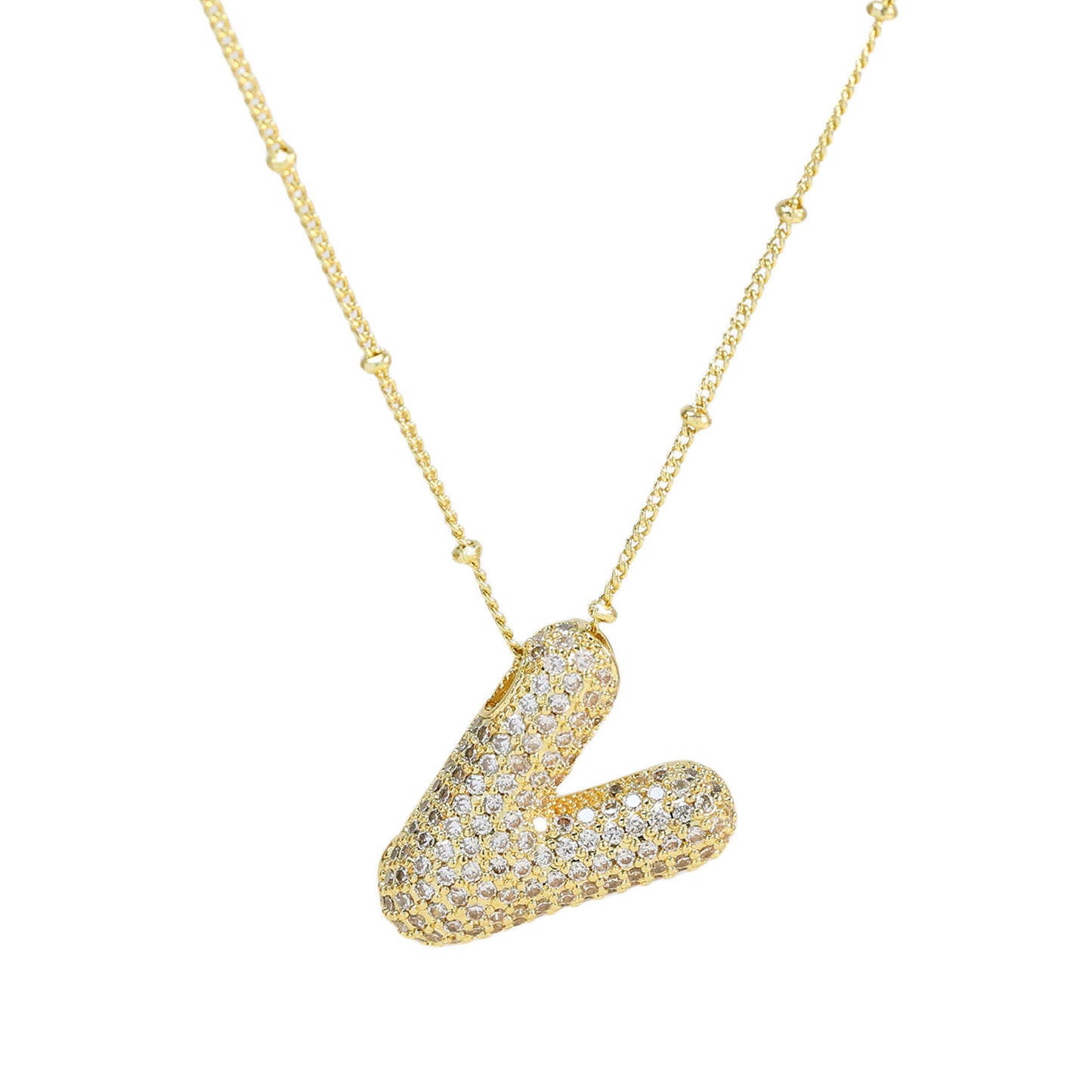 Brass Zircon Bubble Balloon Letter Pendant Necklace For Women 5053166b 186d 4709 a10b 77f871ae5d70