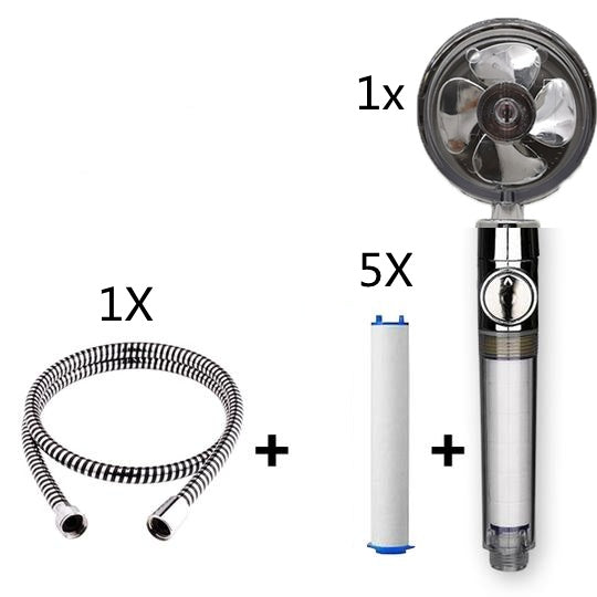 Propeller Driven Shower Head With Stop Button And Cotton Filter Turbocharged High Pressure Handheld Shower Nozzle 505bb6a9 6e