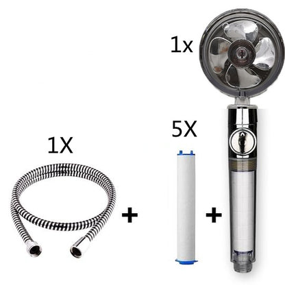 Propeller Driven Shower Head With Stop Button And Cotton Filter Turbocharged High Pressure Handheld Shower Nozzle 505bb6a9 6e