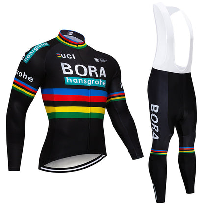 Cycling wear long-sleeved suit thin section plus velvet 5067278537293
