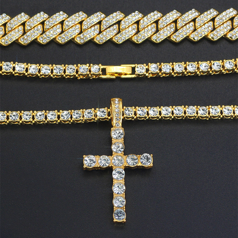 Cross 4.0mm Diamond Studded Single Row Men's Necklace 506b0f84 c99e 43da a46d 5384bc80779d