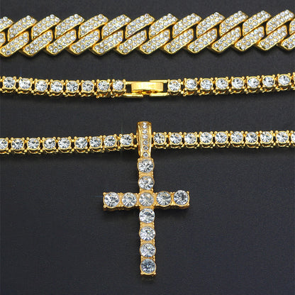 Cross 4.0mm Diamond Studded Single Row Men's Necklace 506b0f84 c99e 43da a46d 5384bc80779d