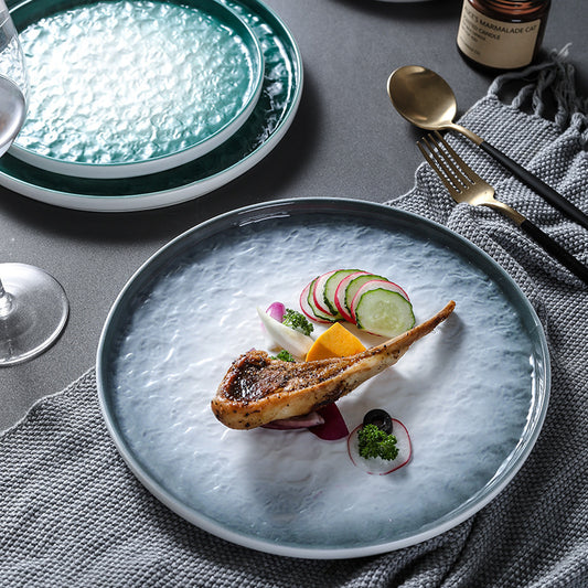 Ceramic Steak Round Flat Plate Home Creative Dish Plate 507296c7 b04b 4d39 a6ac 16e1a87fa85a