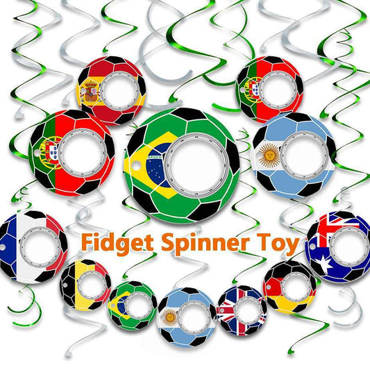 Creative Football World Cup Fidget Spinner Toy Keychain Hand Spinner Anti-Anxiety Toy Relieves Stress Finger Spinner Keychain