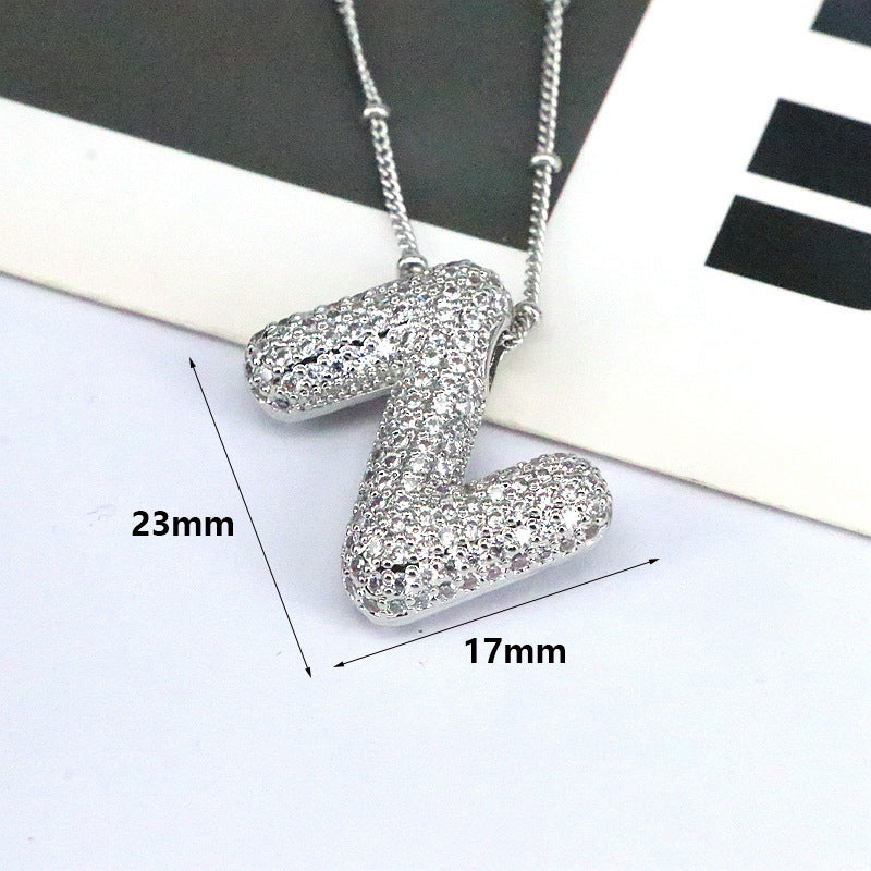 Brass Zircon Bubble Balloon Letter Pendant Necklace For Women 50a61a46 949c 4b38 b0b1 a8b2d71182b6