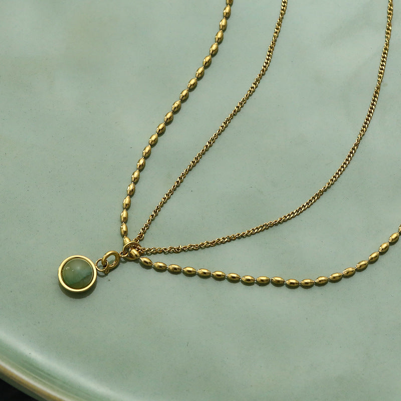 Vintage Rice Beads Double Layer Necklace Natural Stone 50bc3914 ebbf 4fb9 8490 b08468f4198e