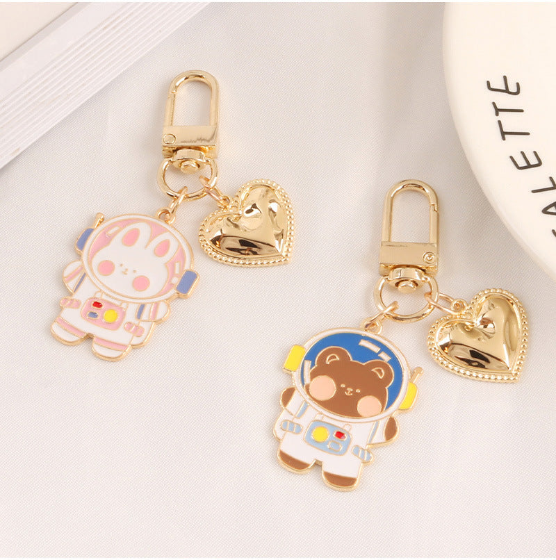Cartoon Space Rabbit Space Bear Alloy Keychain Pendant 50cee072 dd95 4189 94b0 90b15070f9f9